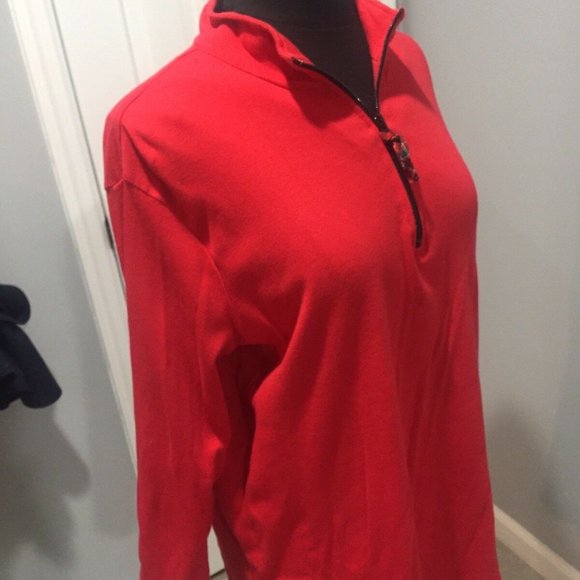 Coldwater Creek Red Knit Top Plaid Lining Size Med - Picture 6 of 7